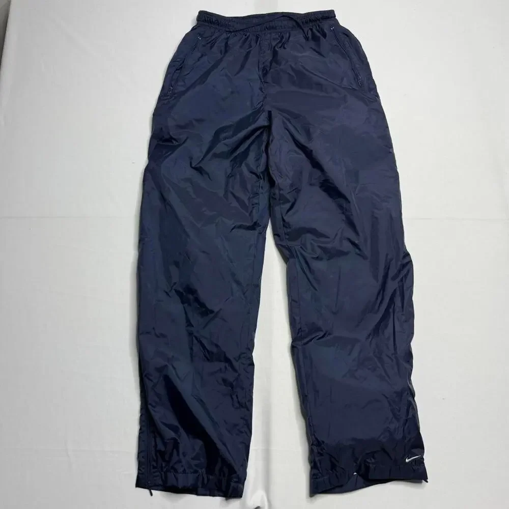 Vintage 1990s Nike Track Pants Windbreaker Pants Navy Blue Size Large